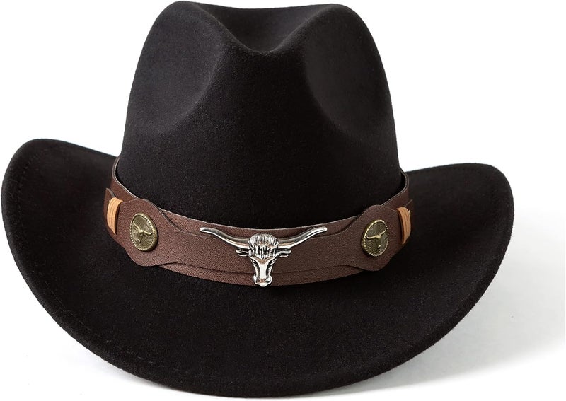 Gossifan Classic Womens Western Cowboy Cowgirl Hats with Wide Belt - Image 1
